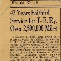 Newspaper Clipping: B. C. Cook Retirement