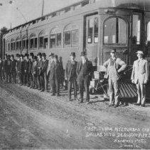 J. F. Strickland and First Through Interurban Car from Dallas to Denison