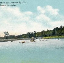 Postcard: Woodlake Park, Denison and Sherman Ry. Co. [front]