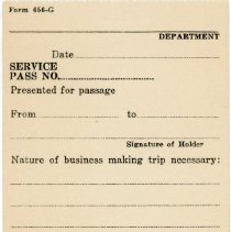 Form 656-G: Blank Service Pass