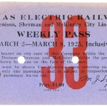 TER Weekly Pass 1925: Denison, Sherman and McKinney City Lines
