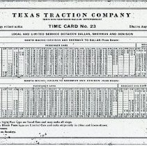 Texas Traction Company Time Card No. 23 [Schedule]