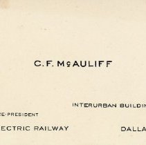 Business Card: C. F. McAuliff, V.P.