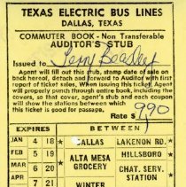 Texas Electric Bus Lines Auditor's Stub, No. 023972