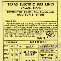 Texas Electric Bus Lines Auditor's Stub, No. 023973