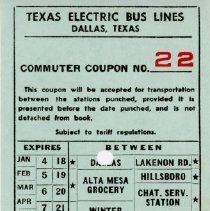 Texas Electric Bus Lines Commuter Coupon 22, No. 056320