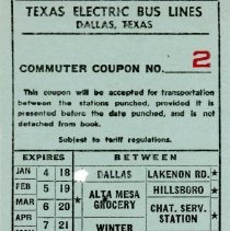 Texas Electric Bus Lines Commuter Coupon 2, No. 057200