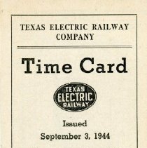 TER Time Card: Issued Sept 3, 1944  [Folded Cover]