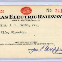 TER Annual Pass 1933, No. 241, Mrs. A. L. Smith Jr [front]