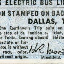 Texas Electric Bus Lines Ticket, No. 76612: Waxahachie to Dallas