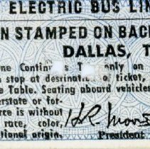 Texas Electric Bus Lines Ticket, No. 83632: Italy to Dallas