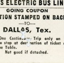 Texas Electric Bus Lines Ticket, No. 47536: Waxahachie to Dallas