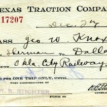 Texas Traction Company 1913 Pass No.17207 [Knox] [front]