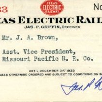 TER 1933 Pass No. 1189 [Brown] [front]
