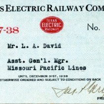 TER 1937-38 Pass No. 1087 [David] [front]