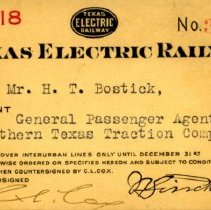 TER 1918 Pass No. 393 [Bostick] [front]