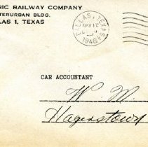 Envelope from Texas Electric Railway to W M R.R.