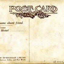 Postcard: Scene on the Interurban (The Quickest Route) [back]