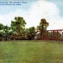 Postcard: Scene on the Interurban (The Quickest Route) [front]