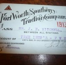 Ft Worth Southern Traction Company 1913 Pass No.25 [Mitchell]