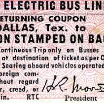 Texas Electric Bus Lines Ticket No. 48683: Dallas to Waxahachie