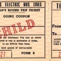 Texas Electric Bus Lines Child's Round Trip Ticket, No. 2227
