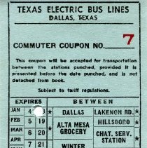 Texas Electric Bus Lines Commuter Coupon 7, No. 057020