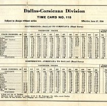 TER Time Card No. 118 [Dallas-Corsicana Division]