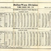 TER Time Card No. 113 [Dallas-Waco Division]