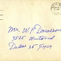 c) Envelope - Letter from C. T. Dickenson to W. P. Donalson, Jr.