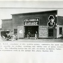 Columbia Garage, photo of owner on front
