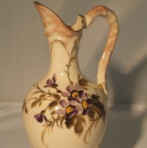 Footed Ceramic Potcher with Hand-Painted Flowers
