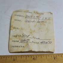 Artifact slip for slightly damaged lure (HMR accession #172A-1.37)