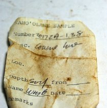 Artifact slip for intact cowrie shell (leho) lure