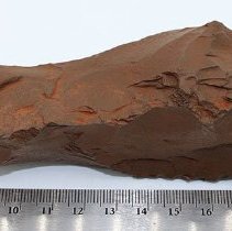 Closeup of adze preform with ruler