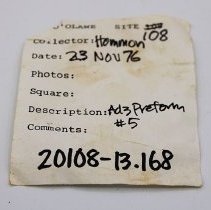 Artifact slip for Adze Preform #5