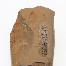 Lengthwise view of adze fragment with alternate id number visible