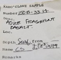 Artifact slip for adze fragment