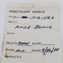 Artifact slip for adze blank