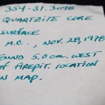 Artifact slip for quartzite core