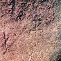Closeup of an anthropomorphic petroglyph