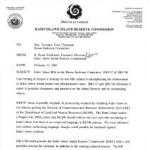 First page of memo from Fairbanks to Tom 12 February 1996