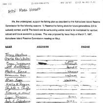 Faxed list of supporters fishing plan pg 1