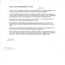 Notes regarding work for week of 11/09/1998