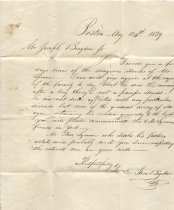 Letter from Theodore Bigelow to Joseph Bragdon Jr.