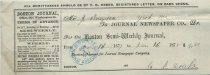 Boston Semi-Weekly Journal Subscription Receipt