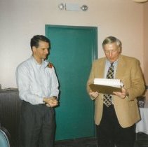 Mayor Hartwig and Asst. Village Manager Torgler at his Going Away Party