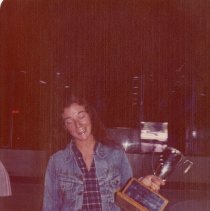 Michelle Bowyer with lacrosse trophy