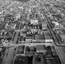 Ariel view of a parade in downtown Havre