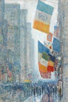 Childe Hassam - Lincoln's Birthday Flags, 1918